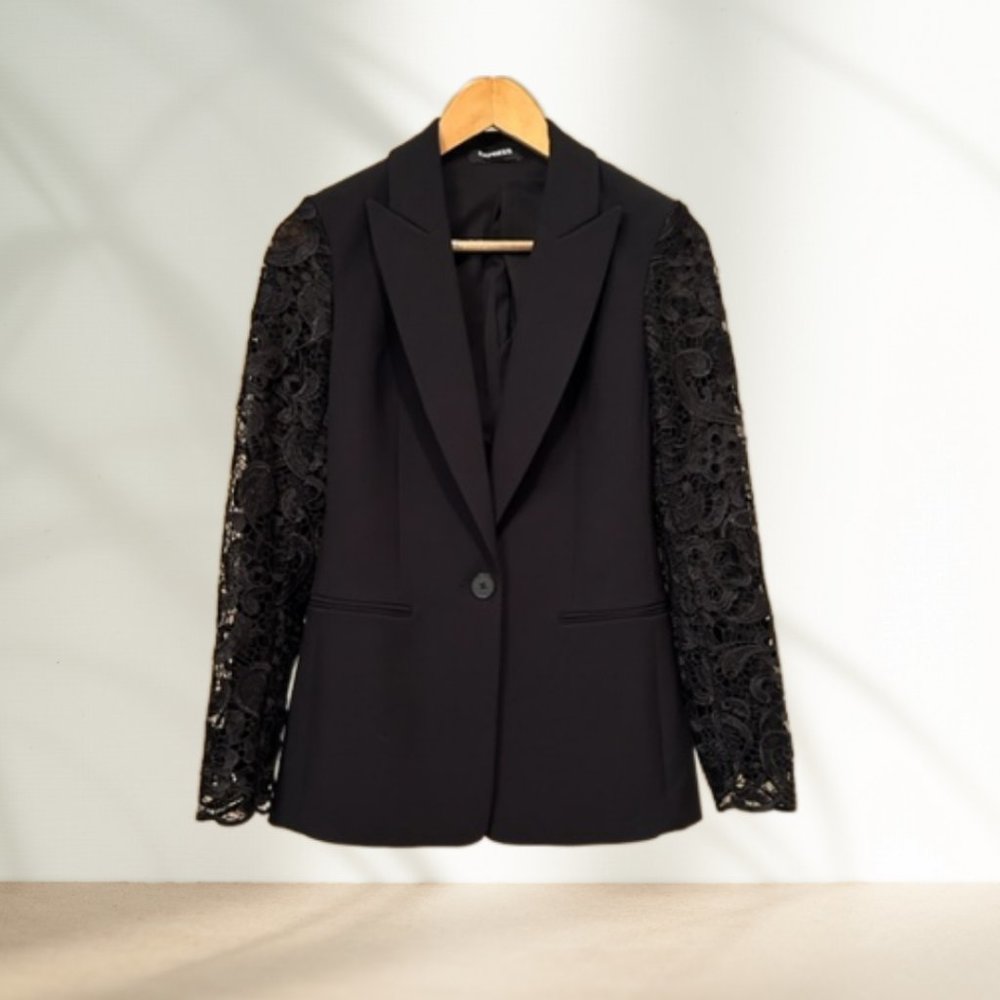 Express Black Lace Sleeve Blazer